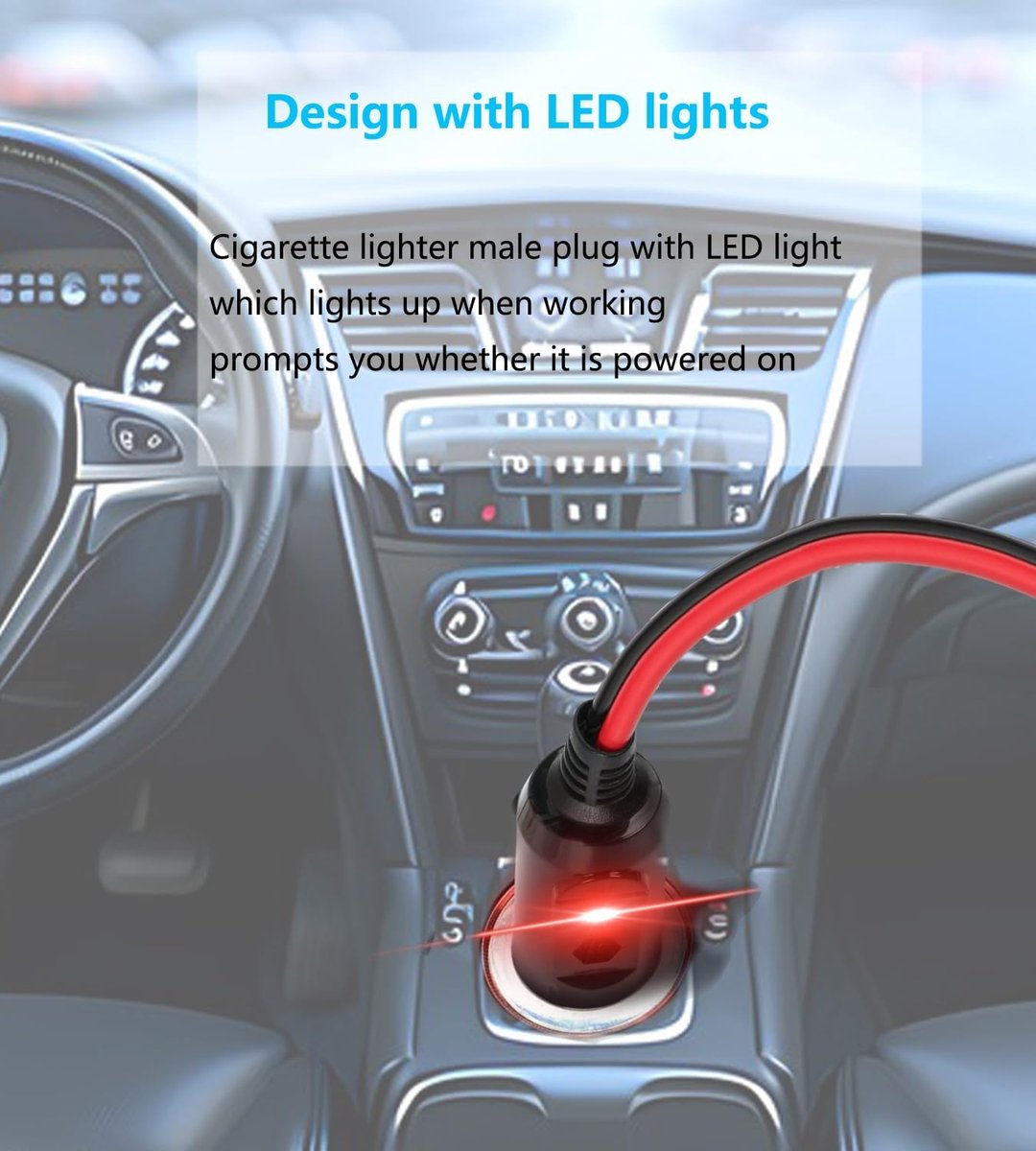 snelshoppen car cigarette lighter male plug extension kabel 12v 24v 16awg 3 3ft met 15a fuse o ring terminal voor auto inverter luchtpomp elektr
