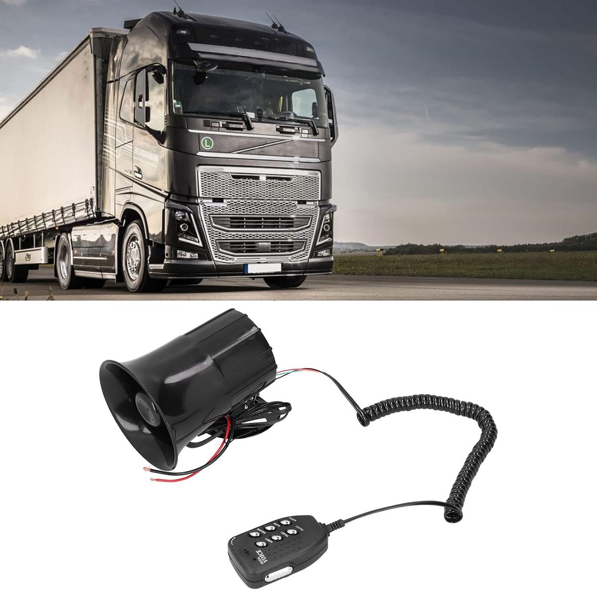 SnelShoppen - Car Megaphone 12V 500W 120dB Waarschuwingshoorn met 6 Geluiden voor Auto Brandweerwagen, Geschikt voor Diverse Voertuigen en Toepassinge Speelgoedaccuvoertuig kopen online