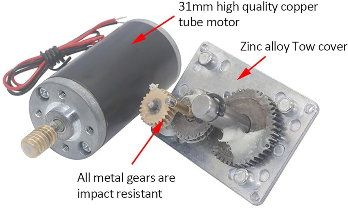 SnelShoppen - DC 12V Transmissiemotor met Overbrenging, Hoge Koppel Snelheid, Vermindert Elektrische Overdracht, Omkeerbare Slak, 8mm As, Permanente M Speelgoedaccuvoertuig kopen online