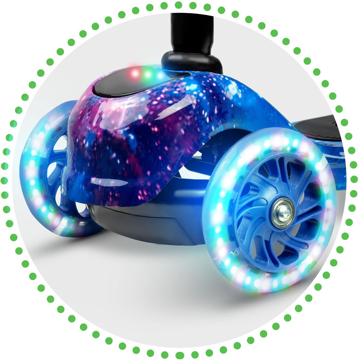 snelshoppen driewieler kinderscooter met led verlichting opvouwbaar balancerend blauw zwart verstelbaar stuur antislip voetstuk voor kinderen t