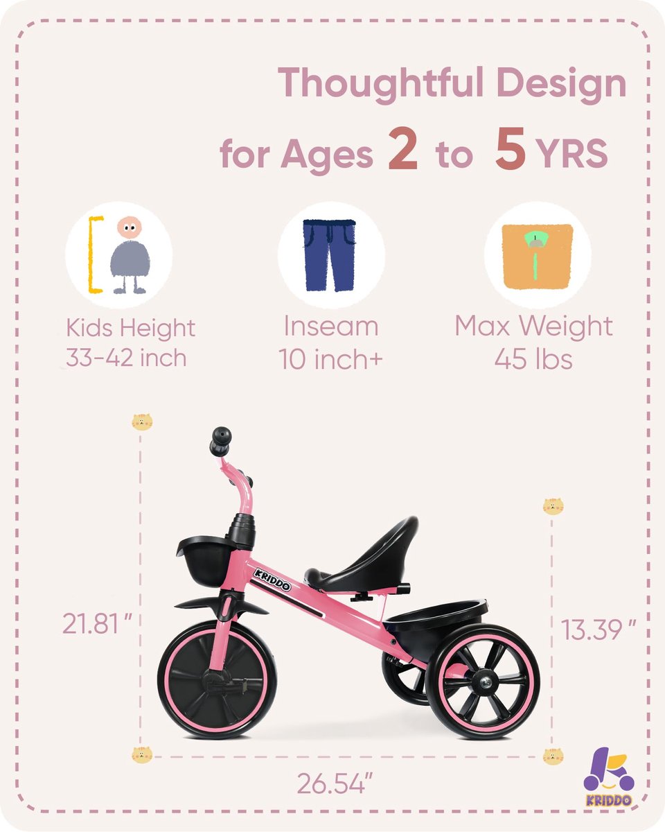 snelshoppen driewieler voor kinderen 24 maanden tot 4 jaar roze peuter driewieler lichtgewicht en duurzaam perfect cadeau voor peuters en kleu