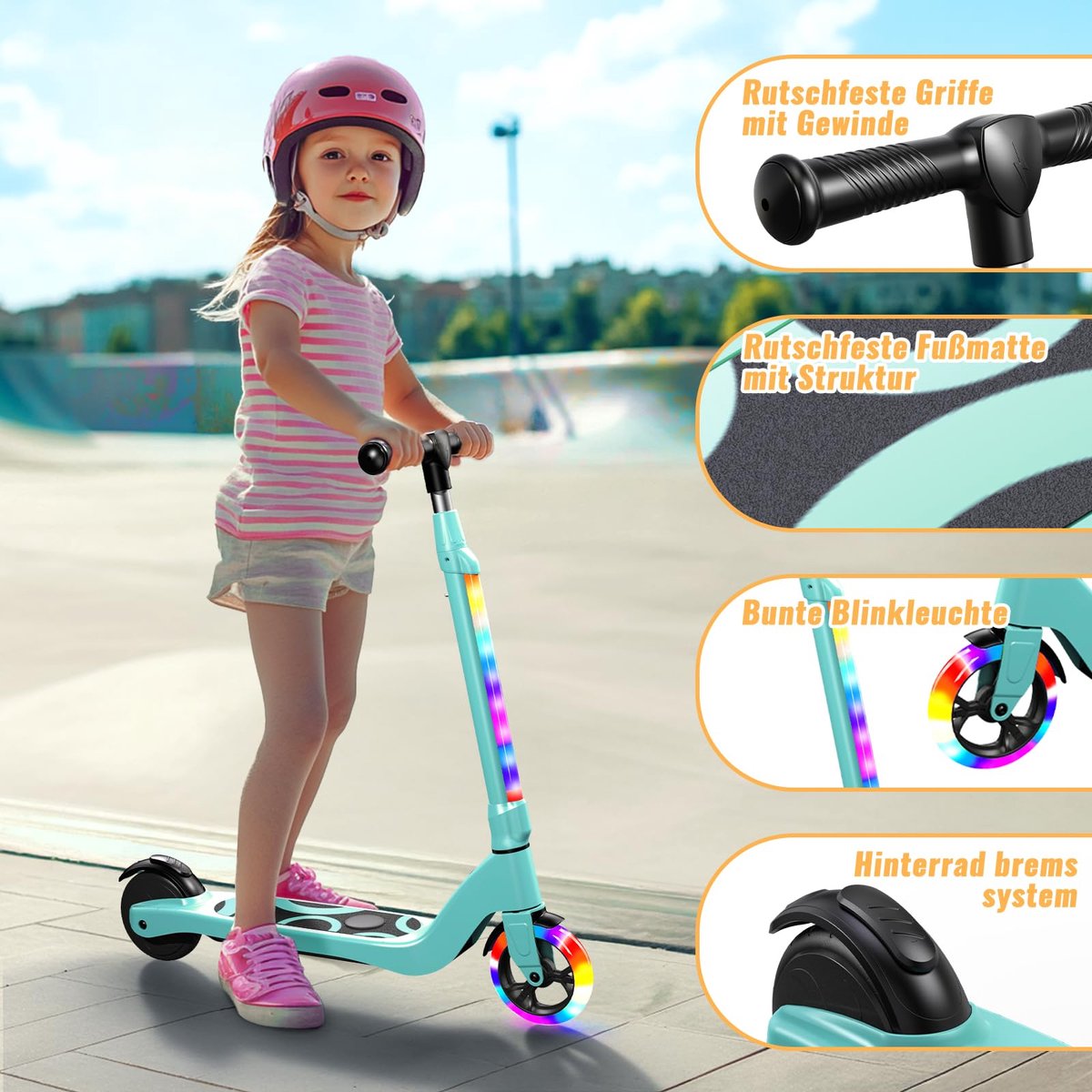 SnelShoppen - Elektrische E-step voor Kinderen 6-10 Jaar, 5,3 Inch met Knipperende LED Lampen, 3 Hoogtes, 45 W Motor, Max. 10 km/u, Tot 70 kg Laadverm Step kopen online