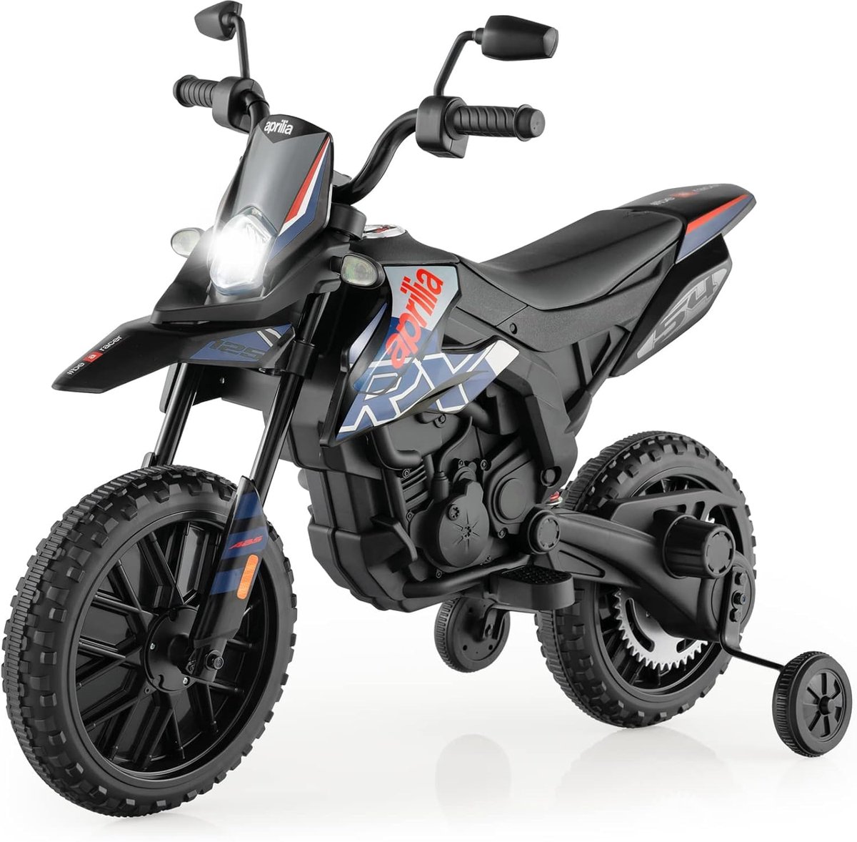 snelshoppen elektrische motorfiets voor kinderen 12v 5 5 6 km u kindermotorfiets met steunwielen muziek en koplampen blauwe en zwarte motorfiets