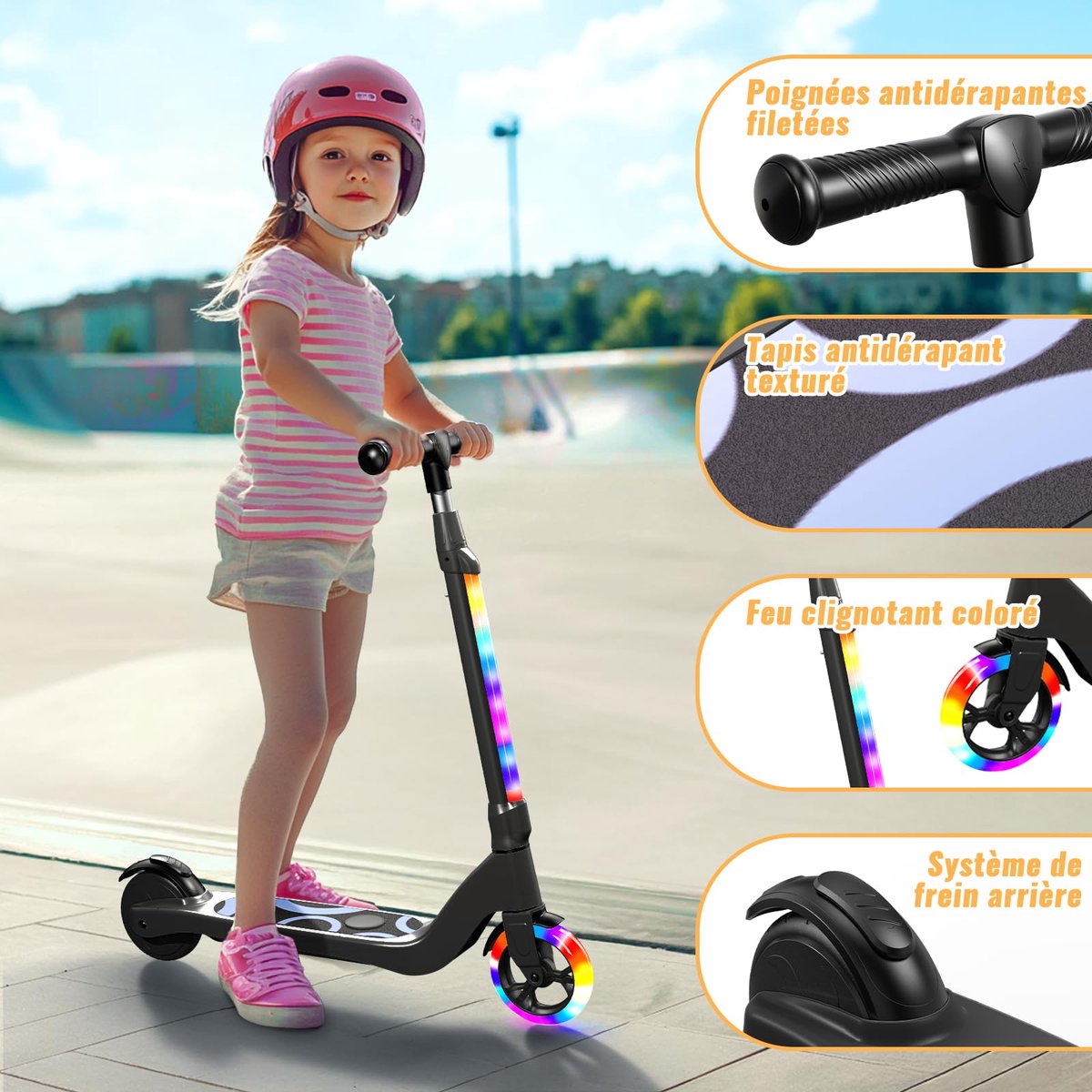 snelshoppen elektrische step voor kinderen 6 10 jaar inklapbaar gekleurd led licht 3 hoogtes 5 3 inch maximaal 70 kg snelheid tot 20 km u ide