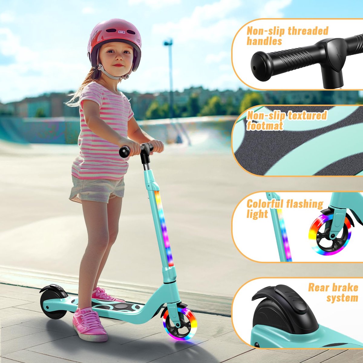 SnelShoppen - Elektrische step voor kinderen 6-10 jaar, LED-verlichting, 3 standen, 14 cm wielen, max. 10 km/u, ideale kinderstep voor buiten, veilig Step kopen online