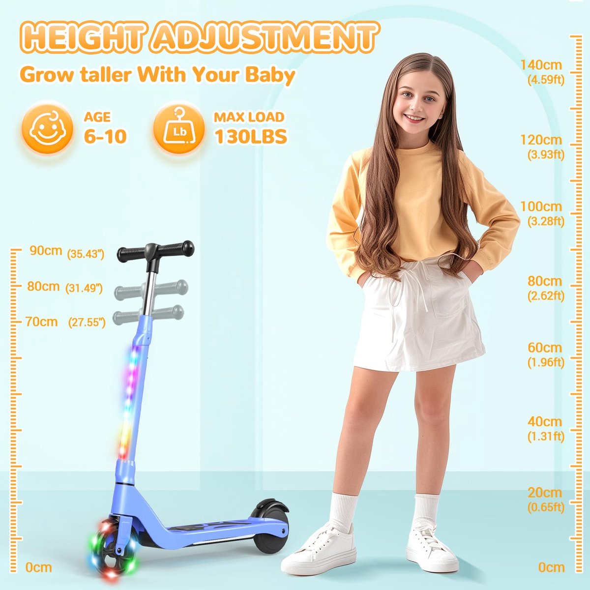 SnelShoppen - Elektrische Step voor Kinderen 6-10 Jaar - verstelbare Hoogte, LED Lampjes, 10 km/u, Max. 70 kg, 13,3 cm (5,3 inch) - Perfect voor Buite Step kopen online