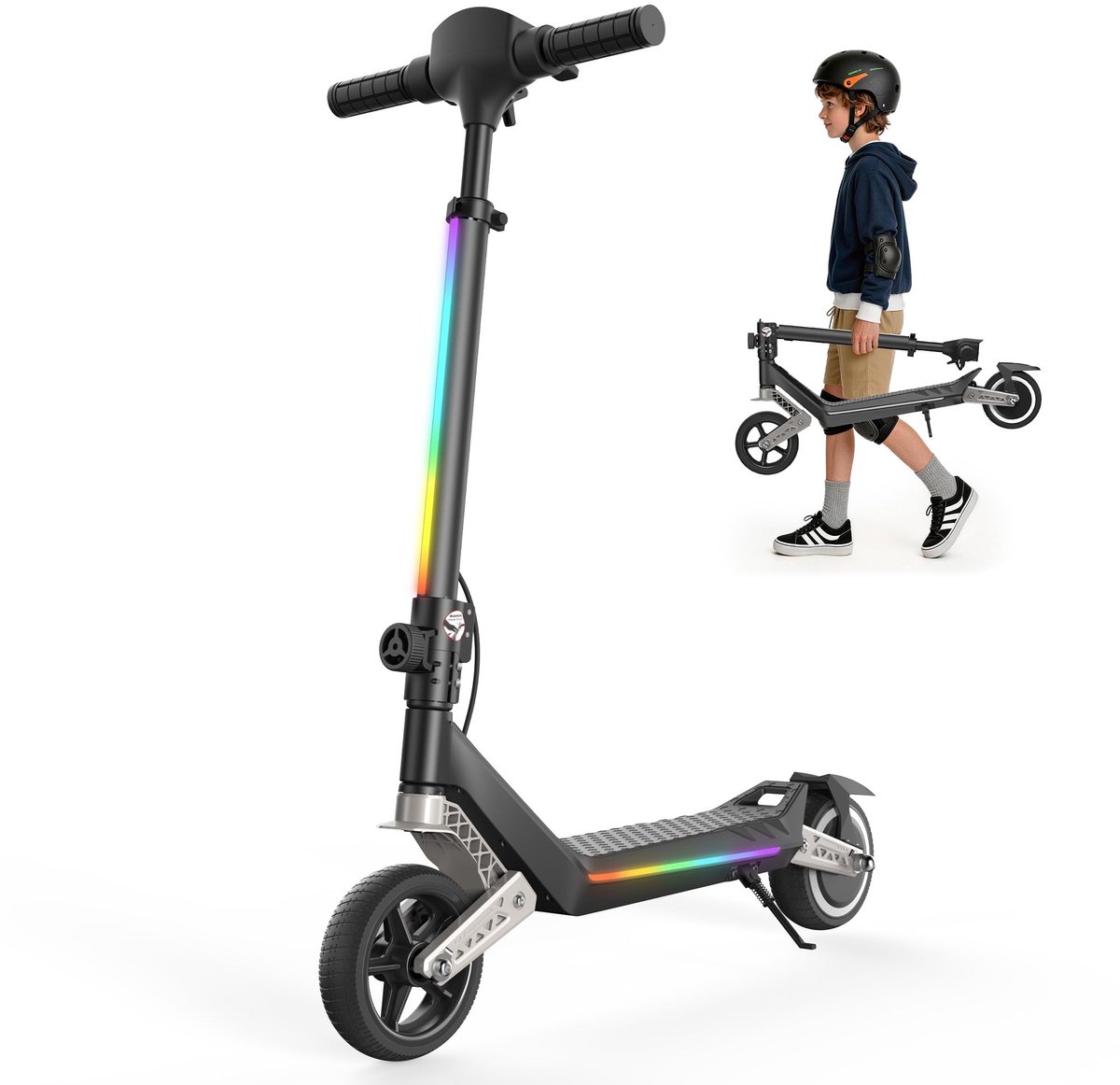 SnelShoppen - Elektrische Step voor Kinderen 6-12 Jaar, Massieve 6,5 Inch Banden, 3 Snelheden tot 16 km/u, Dubbele Vering, Bluetooth, 9 km Actieradius Step kopen online