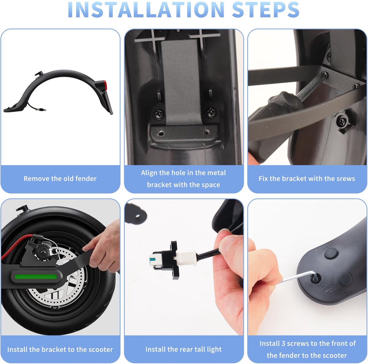 SnelShoppen - Foydream Spatbord Scooter Achter voor Elektrische Step, Metalen Houder, Geschikt voor M365 1S Essential Pro 2, Robuust en Duurzaam, Zwar Buitenspeelvoertuigaccessoire kopen online
