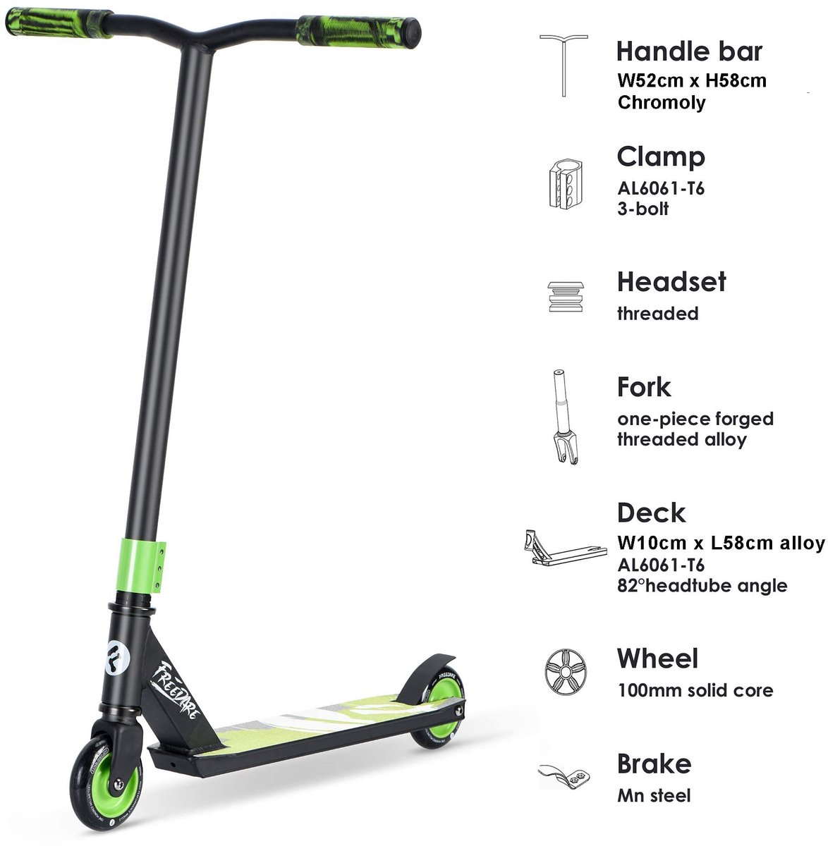 SnelShoppen - FREEDARE Pro Stuntstep - Complete Trucstep voor Kinderen, Tieners en Volwassenen - Freestyle Straatstep in Groen - Geschikt voor Skatepa Step kopen online