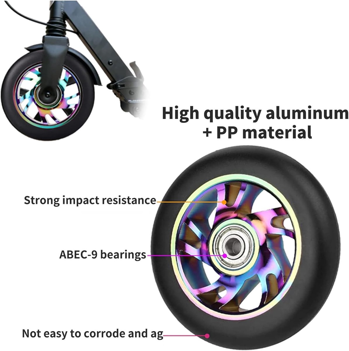 SnelShoppen - Freestyle Scooter Wielen 100mm Aluminium Stunt Wielen met ABEC-9 Lagers - Vervangingswielen voor StuntScooter - Kleurige en Duurzame PP Step kopen online