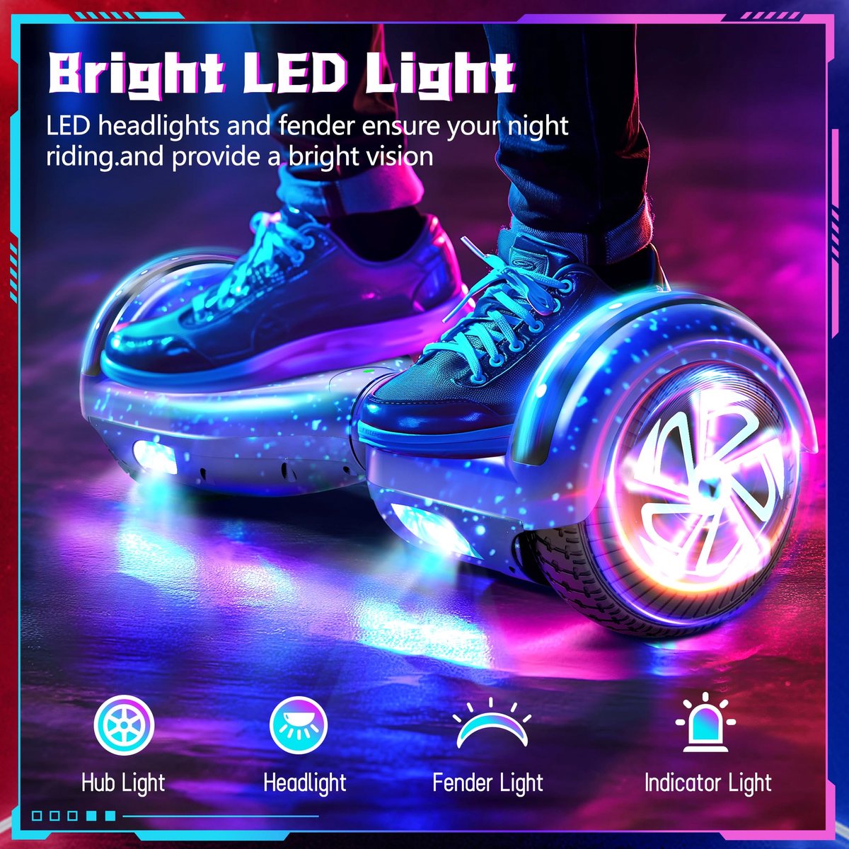 SnelShoppen - Hoverboard Zitje Bevestiging, Go Kart Scooter voor Kinderen, Jongens, Meisjes en Volwassenen met Kleurrijke LED-verlichting en Bluetooth Step kopen online
