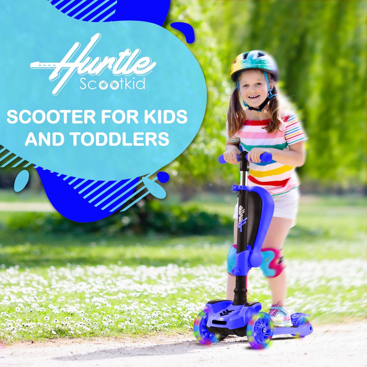 snelshoppen hurtle kinderstep 3 wiel step opvouwbare scooter met verstelbare hoogte antislip platform en led verlichte wielen voor kinderen van 2