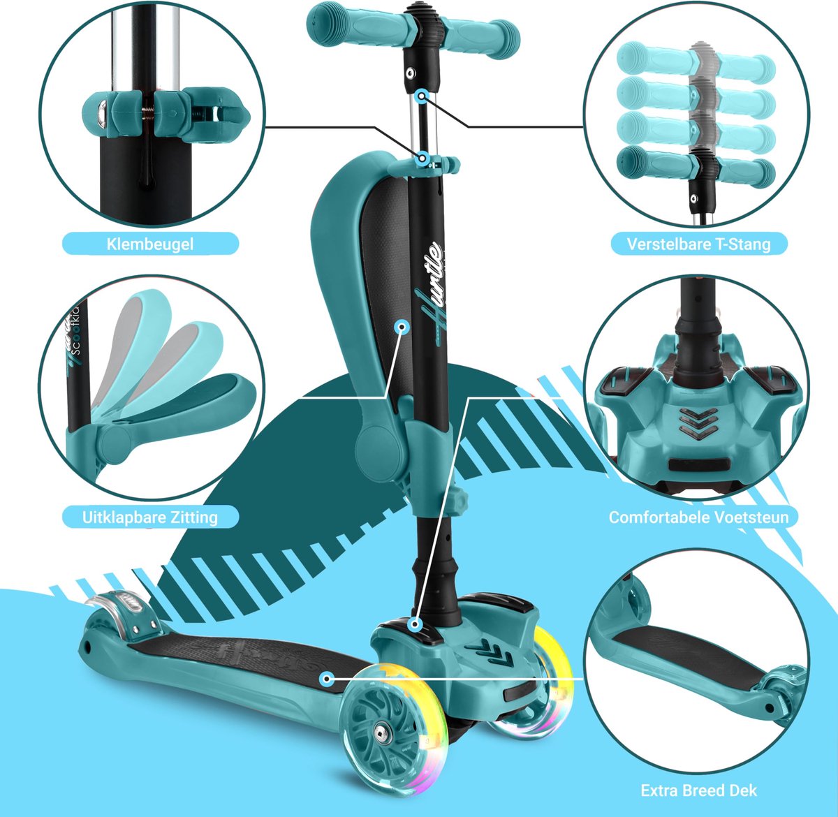snelshoppen hurtle kinderstep 3 wiel step opvouwbare scooter met verstelbare hoogte antislip platform led verlichte wielen voor meisjes jongens va