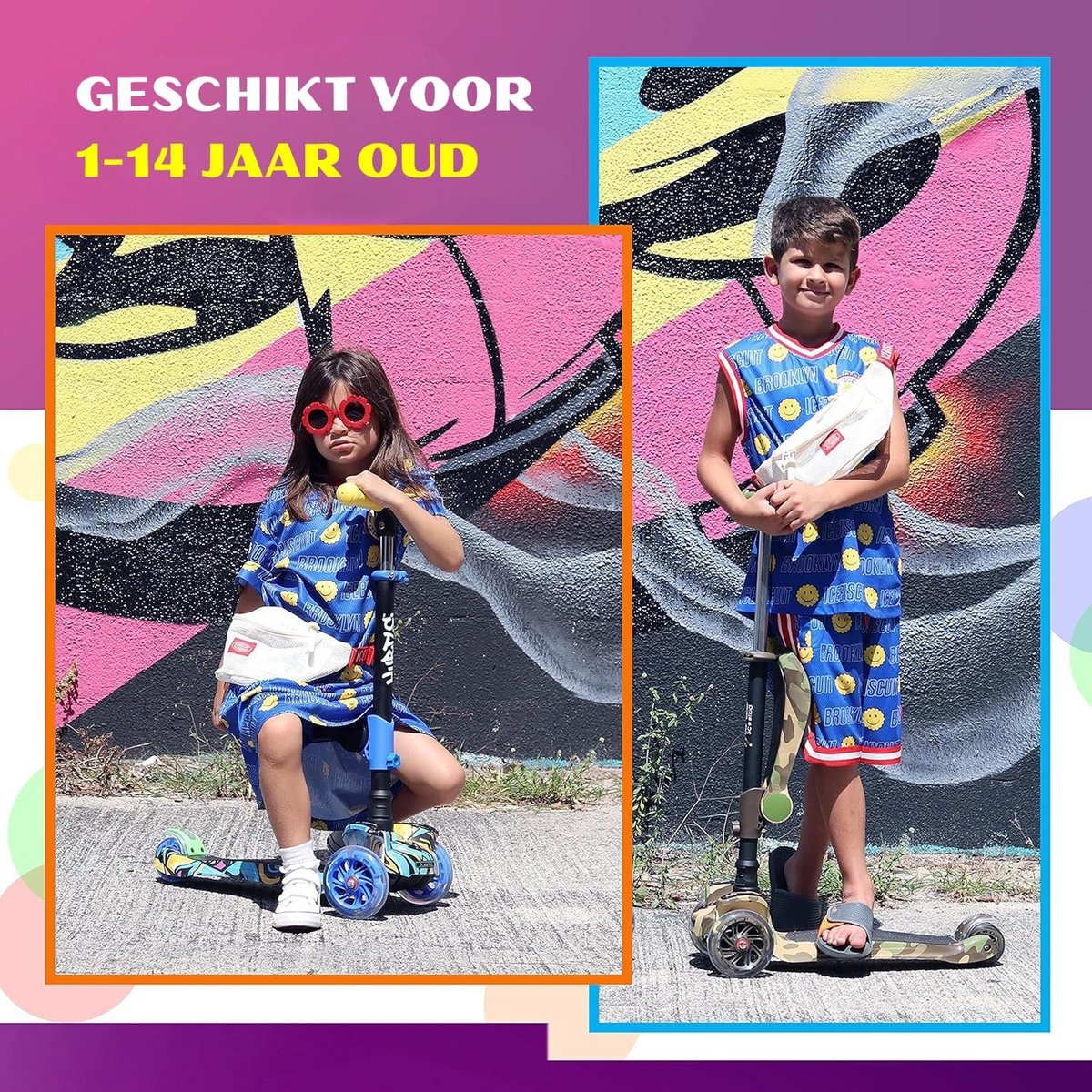 SnelShoppen - Hurtle Kinderstep, 3-wiel Step voor Kinderen, Opvouwbare Scooter met Verstelbare Hoogte, Antislip Platform en LED Verlichte Wielen, Step Step kopen online