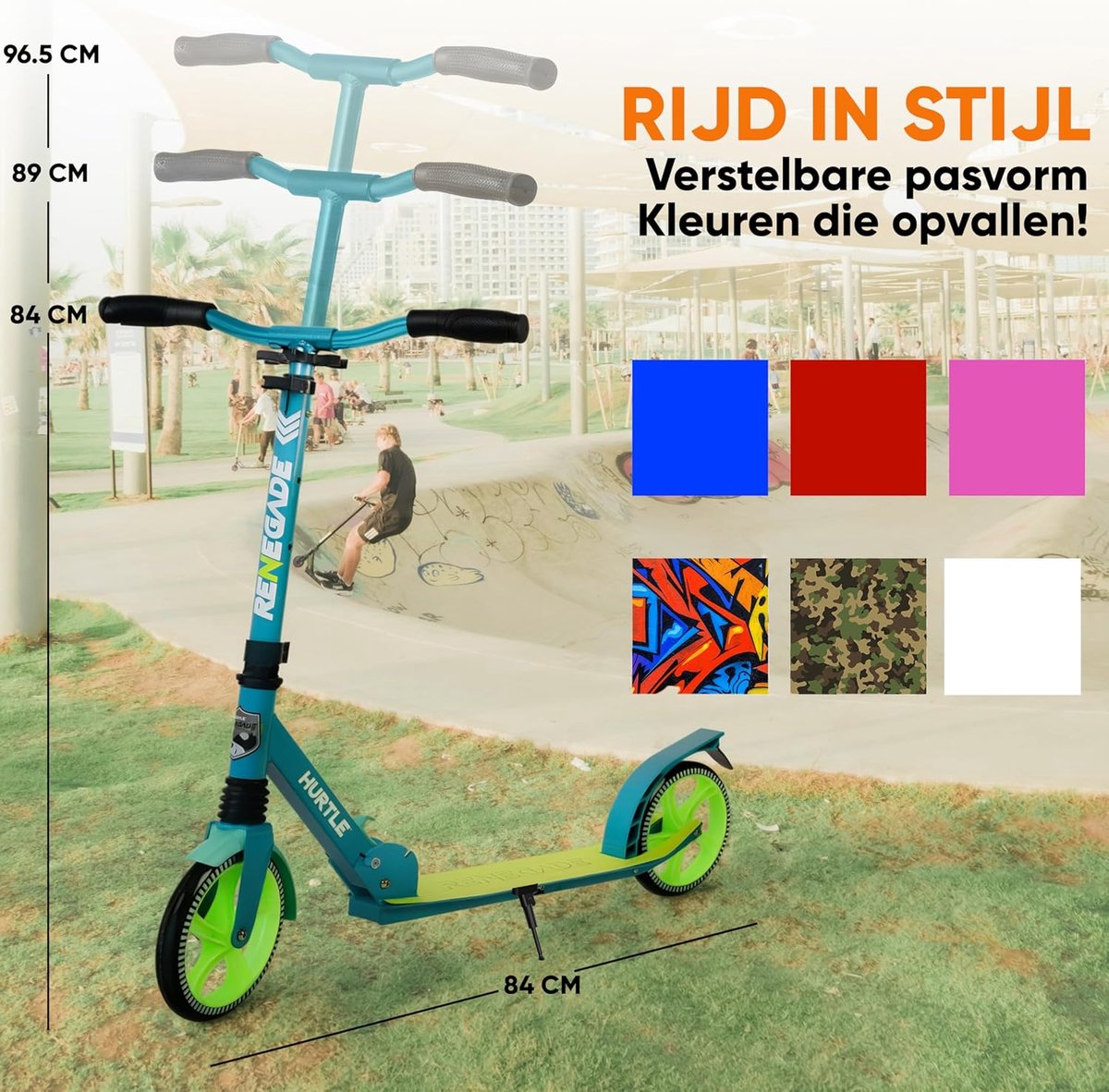 SnelShoppen - Hurtle Step voor Kinderen, Tieners en Volwassenen - 2-Wiel Kinderstep met Verstelbaar T-Stuur, Aluminium Antislip Deck, Opvouwbare Scoot Step kopen online
