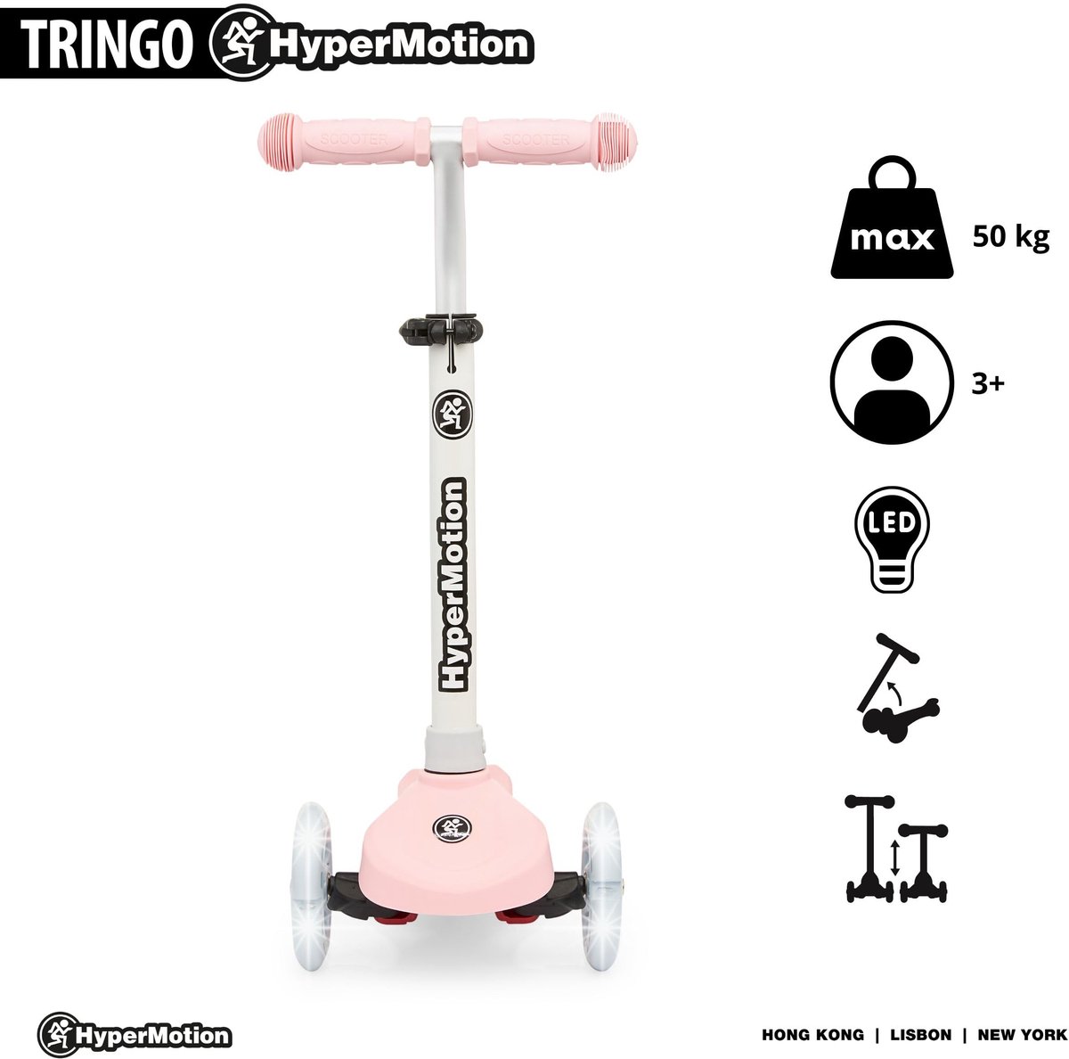 SnelShoppen - HyperMotion Step met Drie Wielen voor Kinderen 3-8 Jaar, Antislip Balansstep, Verstelbare Step voor Meisjes en Jongens, Roze, Max. Draag Step kopen online