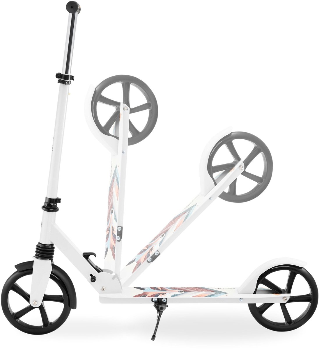snelshoppen hypermotion step met dubbele wielen voor jongeren en volwassenen schokdemper tot 100 kg verstelbaar stuur 85 95 cm anti slip dek st