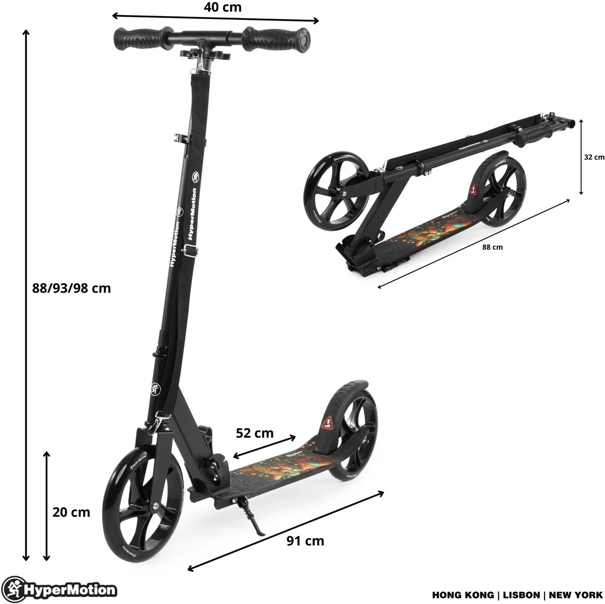 SnelShoppen - HyperMotion Vibe Tweewieler Step voor Kinderen & Jongeren - Opvouwbaar, Verstelbare Stuurhoogte, Aluminium, 200 mm Wielen, Max. 100 kg, Step kopen online