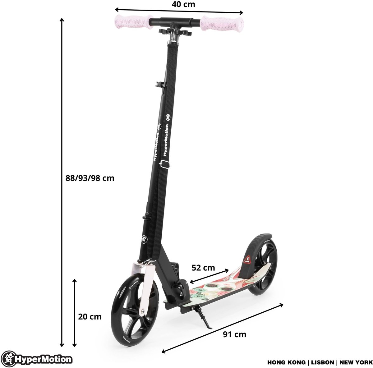 SnelShoppen - HyperMotion VIBE Tweewielige Scooter voor Kinderen 7+, Opvouwbaar, Aluminium, Verstelbaar, ABEC-7-lagers, 200 mm Wielen, Roze - Perfect Step kopen online