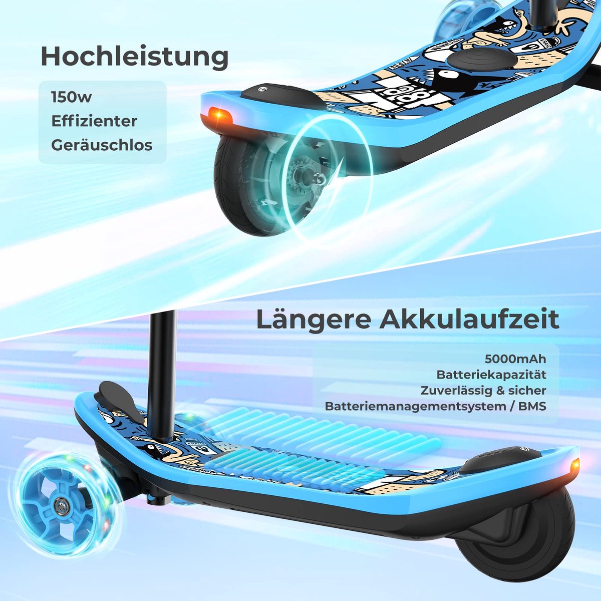 snelshoppen iscooter e scooter voor kinderen 3 12 jaar 2 in 1 elektrische step met 12 v 5 ah batterij 10 km actieradius kleurlichteffect 5 inch