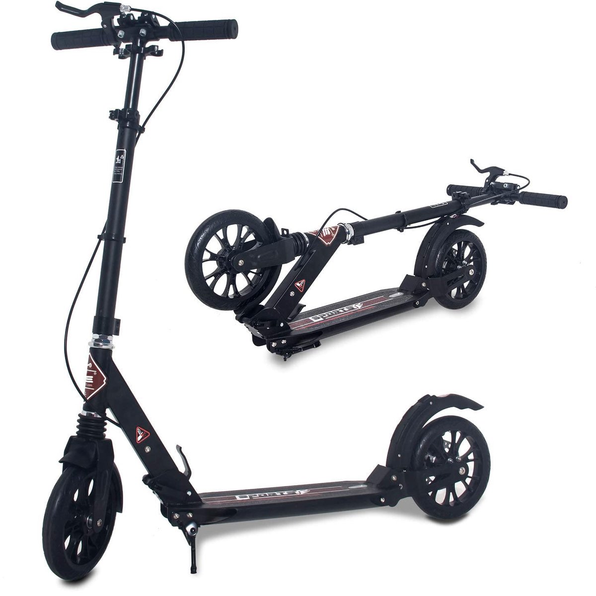 SnelShoppen - ISE Big Wheel Scooter 200 mm, Inklapbare Step voor Volwassenen en Kinderen, 2 Wielen, Handrem, Belastbaar tot 100 kg, 93-107 cm Hoog, Sp Step kopen online