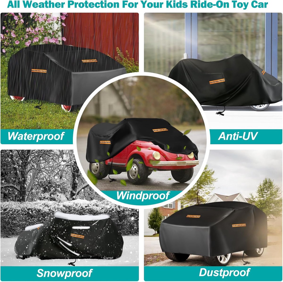 snelshoppen kinderauto bescherming 420d waterdichte universele cover voor elektrische fietsen jeep en voertuigen voor peuters all weather bescher