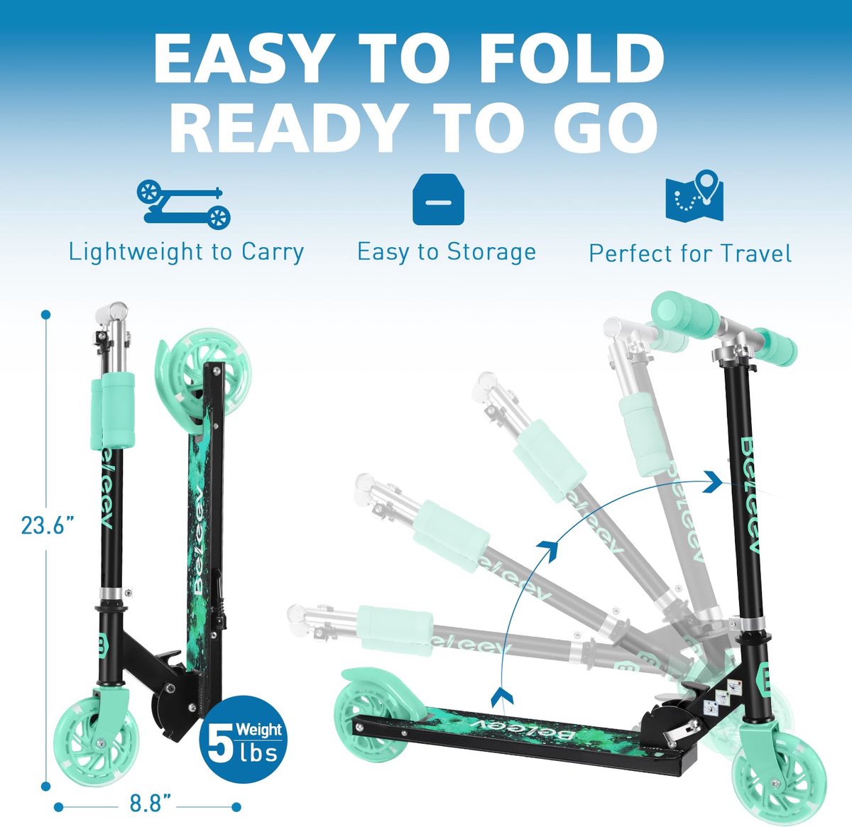 snelshoppen kinderstep 2 wielige inklapbare scooter voor meisjes en jongens 3 verstelbare hoogtes lichtgewicht met stevig frame led lichtgevende