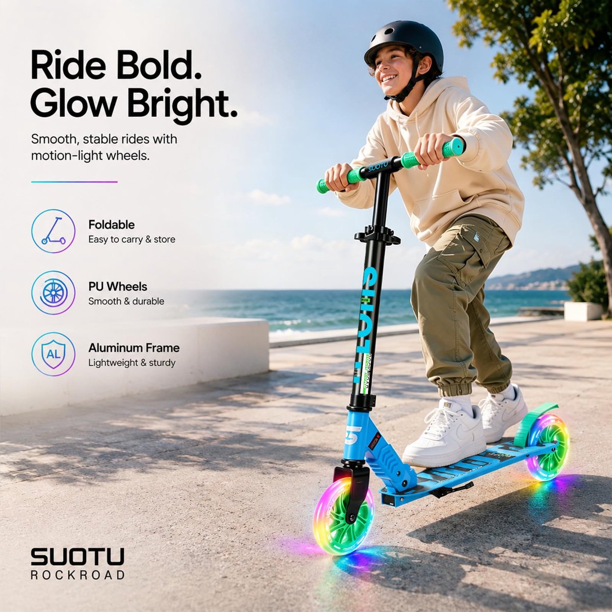 SnelShoppen - Kinderstep met Lichtgevende Wielen 145 mm, Draagvermogen 100 kg, Opvouwbaar en Hoogte Verstelbaar, Scooter voor Kinderen 3-12 Jaar, Alum Step kopen online