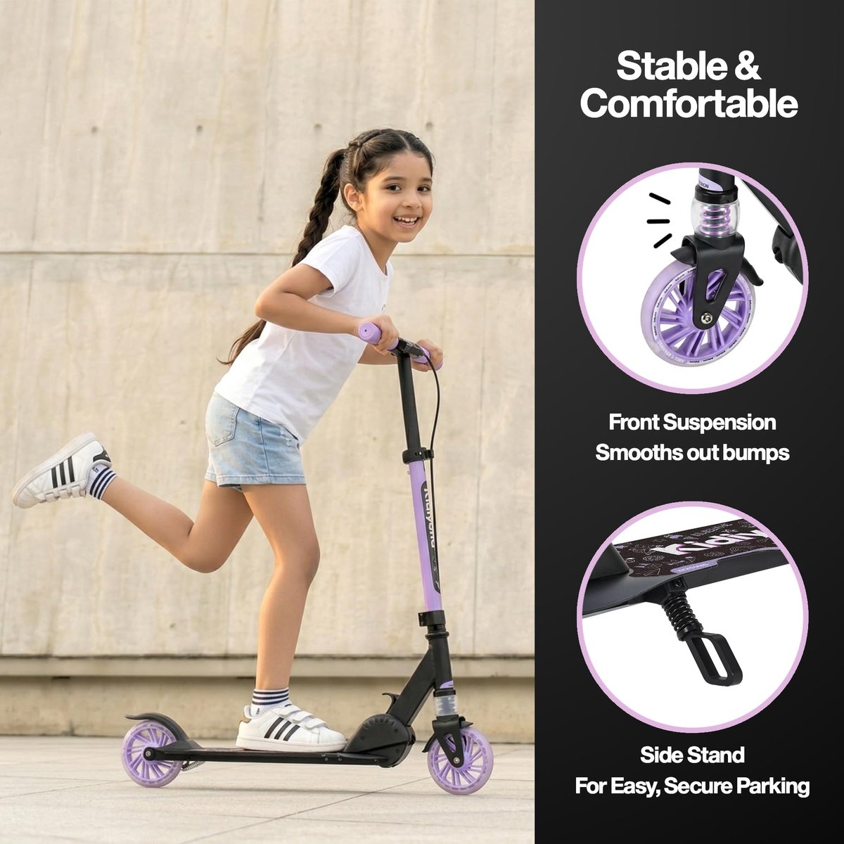snelshoppen kinderstep voor jongens en meisjes vanaf 5 jaar tot 50 kg inklapbare step met 120 mm pu wielen met licht abec 5 kogellagers handrem e