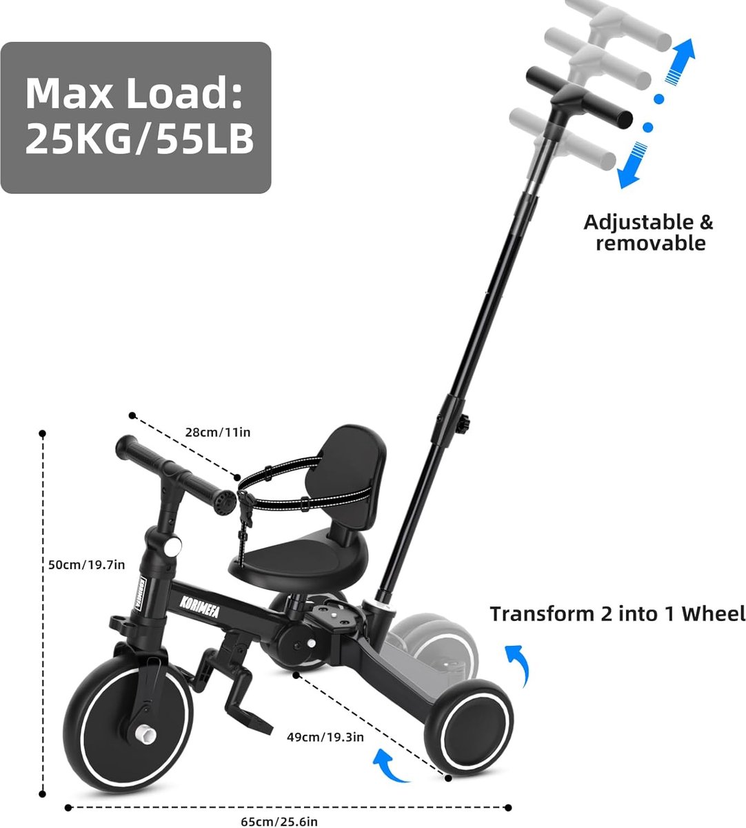 SnelShoppen - Kleurige Peuterfiets Driewieler voor Kinderen - Zwart, Veilig, Comfortabel, Geschikt voor Binnen en Buiten, Perfect voor Speeltuinen en Driewieler kopen online