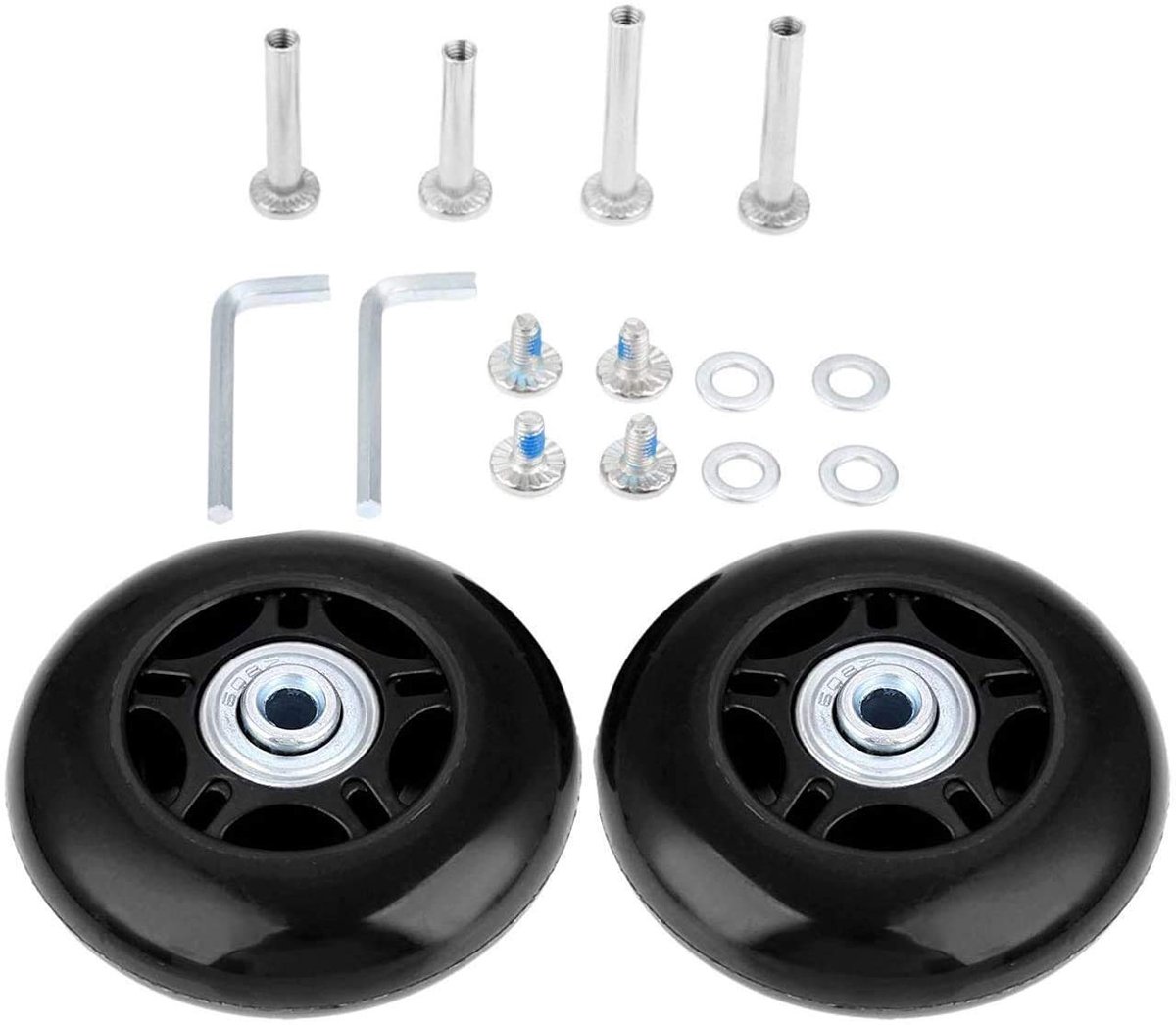 SnelShoppen - Kofferwielen Vervangingsset 70x24mm met ABEC 608zz Inline Skate Wielen - Set van 2 Zwarte Vervangingswielen voor Koffers en Skateboards Skateonderdeel kopen online