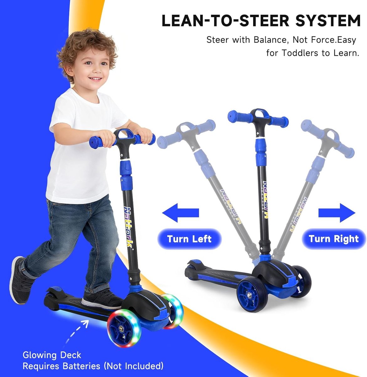 SnelShoppen - Lichtgevende Driewieler Scooter voor Kinderen en Peuters 3-12 Jaar met 4 Verstelbare Hoogtes, Geschikt voor Jongens en Meisjes, Duurzaam Driewieler kopen online