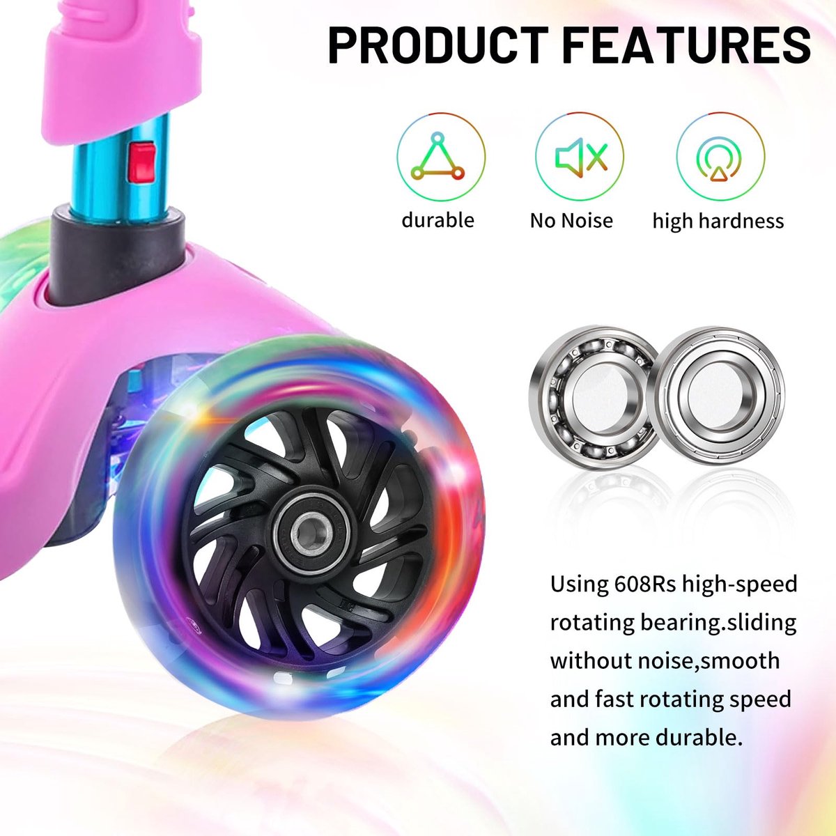 SnelShoppen - Lichtgevende stuntstep met LED-wielen, 100 mm, ABEC 9 kogellagers, hardheid 88A, zwart, geschikt voor kinderen en volwassenen, perfect v Step kopen online