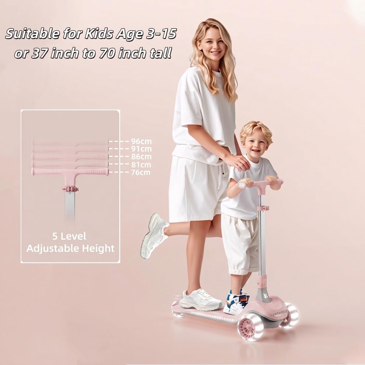 SnelShoppen - Lyefancy Scooter 3 Wielen Roze voor Kinderen van 3-14 Jaar - Veilig, Stevig en Leuk voor Buiten, Tuin, Speeltuin en Avonturen Step kopen online