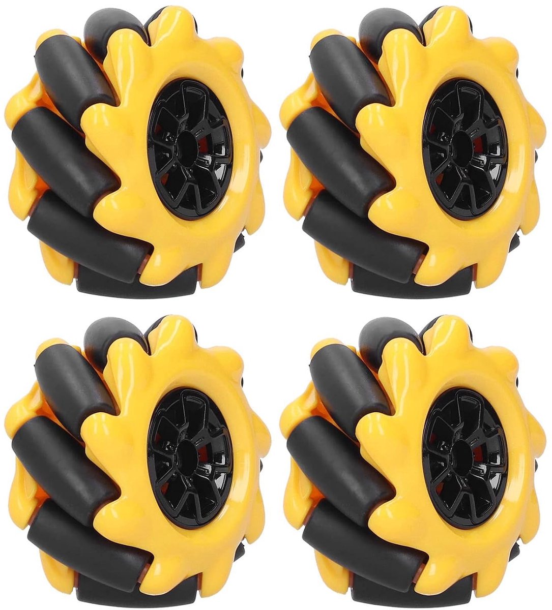 SnelShoppen - Mecanum Wielen 48mm Omnidirectionele Wielen voor Slimme Robot Auto Onderdelen (2 Paar) Geel/Zwart Skateonderdeel kopen online