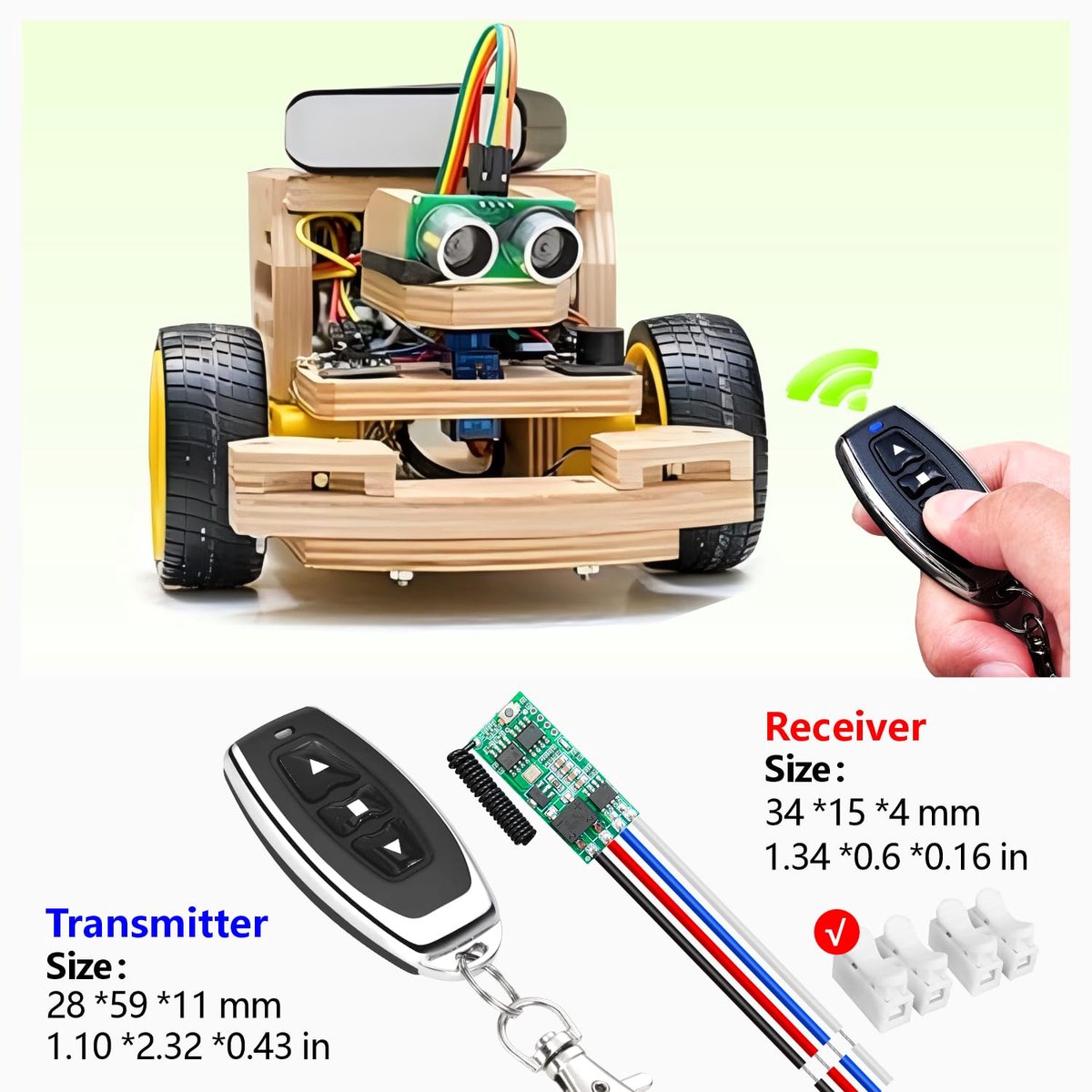SnelShoppen - Mini Wireless 12V DC Motor Remote Control Switch, Micro DC 5V~24V 1A Ontvanger voor Motorbesturing, Radiocontrole Vooruit en Achteruit, Speelgoedaccuvoertuig kopen online