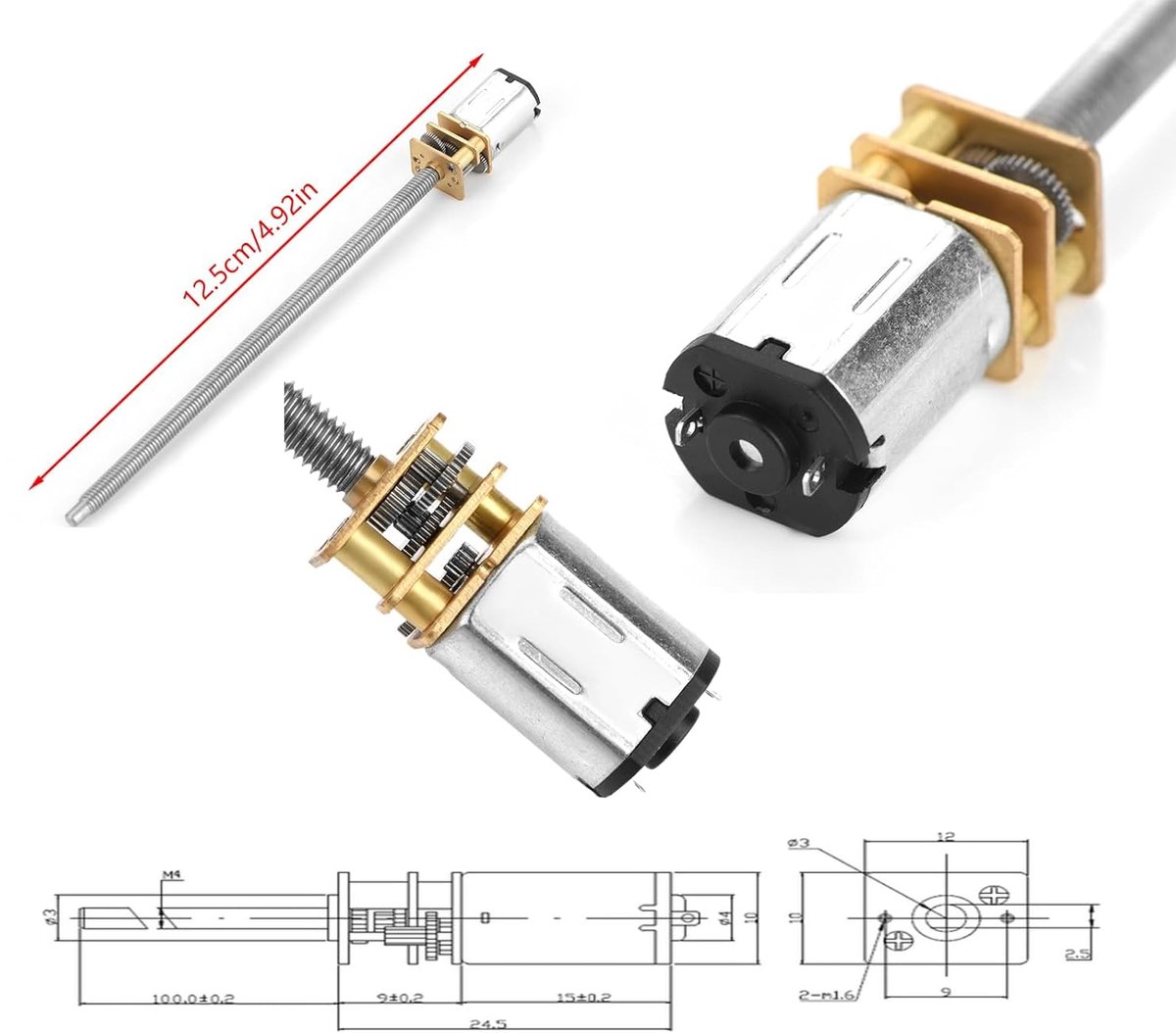 snelshoppen motor met vermogen en lage snelheid 6v 12v n20 met lang m4 x 100mm aandrijfas duurzaam en geluidsarm voor elektronische toepassingen
