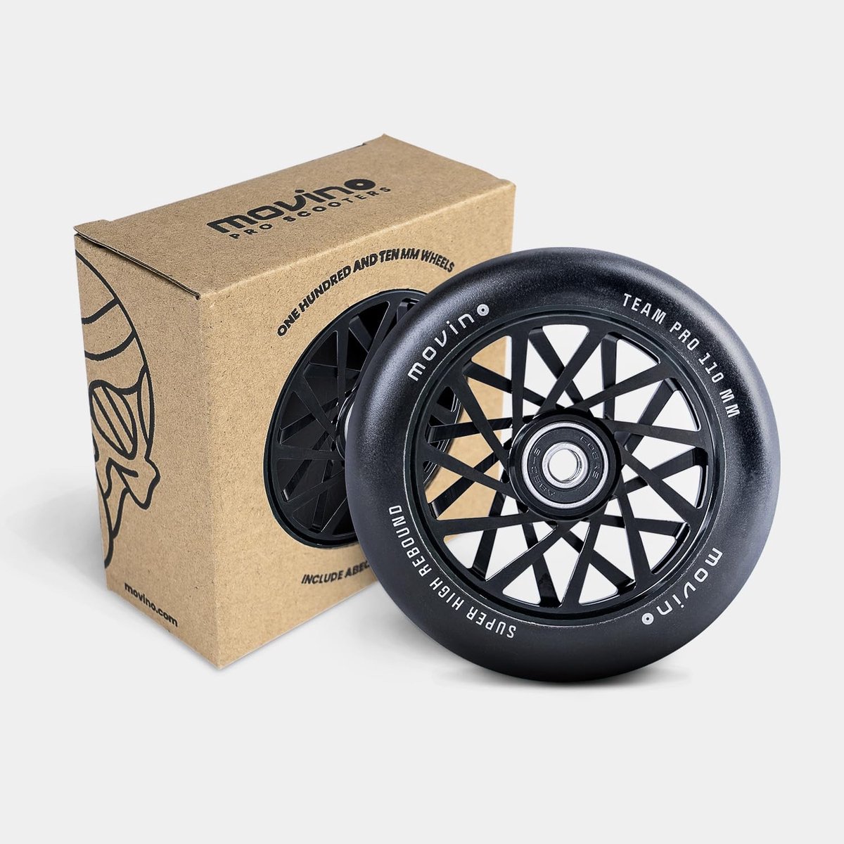 SnelShoppen - Movino Reservewielen voor Stuntstep, 2 Stuks, 110 mm, Aluminium, Polyurethaan, Superhoge Rebound, Zwart, 100 kg Belastbaar Step kopen online
