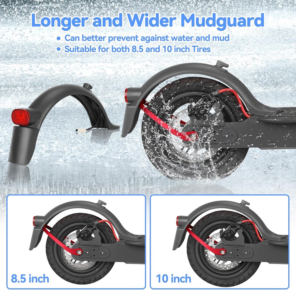 SnelShoppen - Mudguard voor Scooter met Stalen Steun voor M365/M365 Pro - Duurzaam, Stevig, Geschikt voor Bumps en Ruw Terrrein Buitenspeelvoertuigaccessoire kopen online