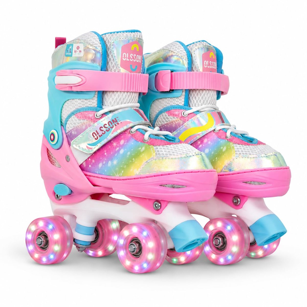 snelshoppen olsson blossom rolschaatsen voor kinderen verstelbare maat 28 35 met knoop abec 7 kogellagers robuust chassis verstelbare klittenban