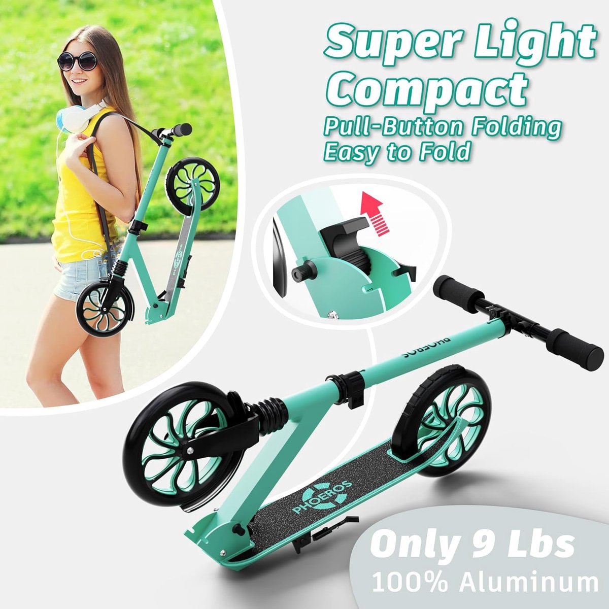 SnelShoppen - Opvouwbare Kick Scooter voor Kinderen en Tieners 6-12 Jaar, Lichtgewicht Aluminium Step met 20,3 cm Grote Wielen, Ideaal voor School en Step kopen online