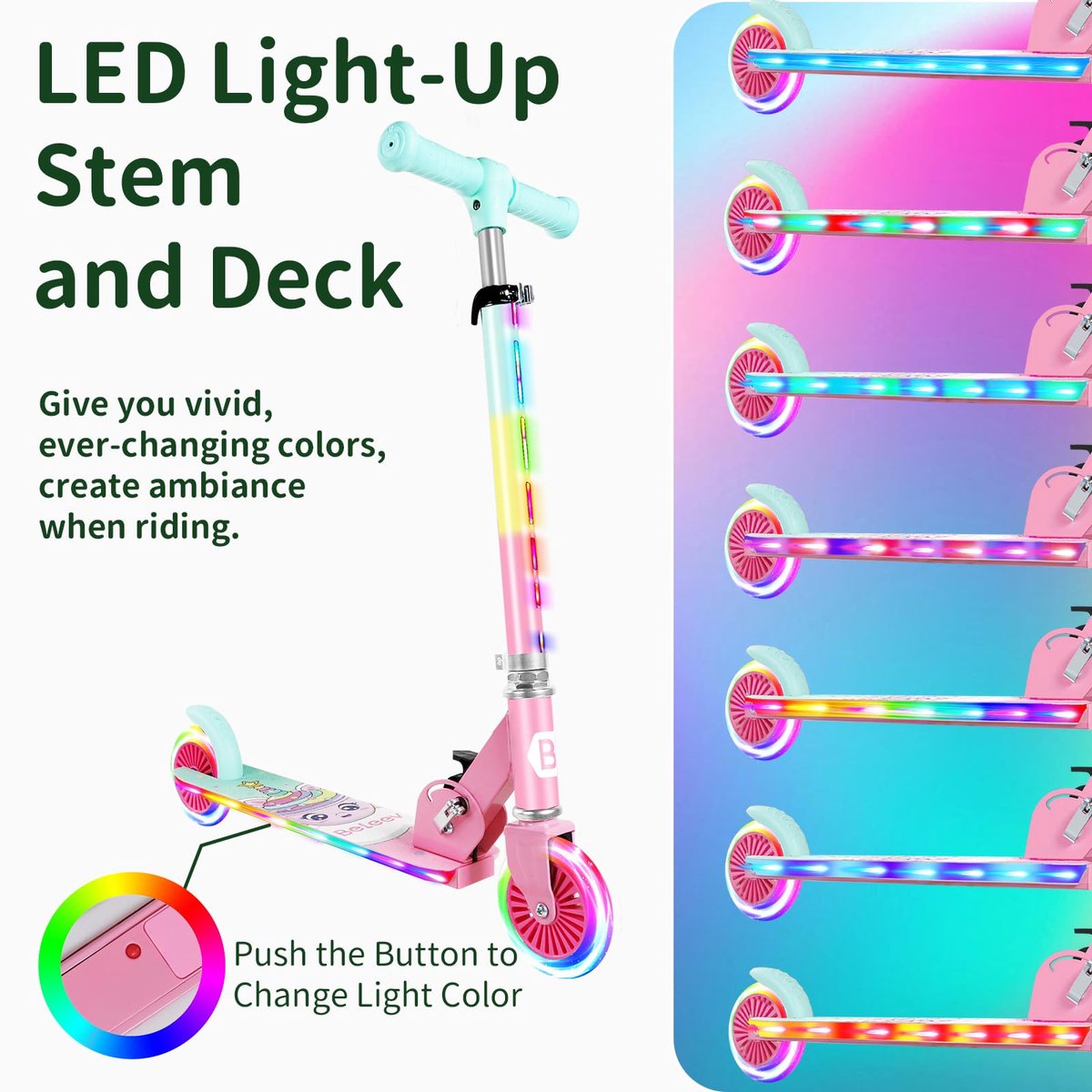 SnelShoppen - Opvouwbare Scooters voor Kinderen met Lichtgevende Wielen, Hoogte Verstelbaar Stuur en Antislipdek, Lichtgewicht voor Meisjes en Jongens Step kopen online