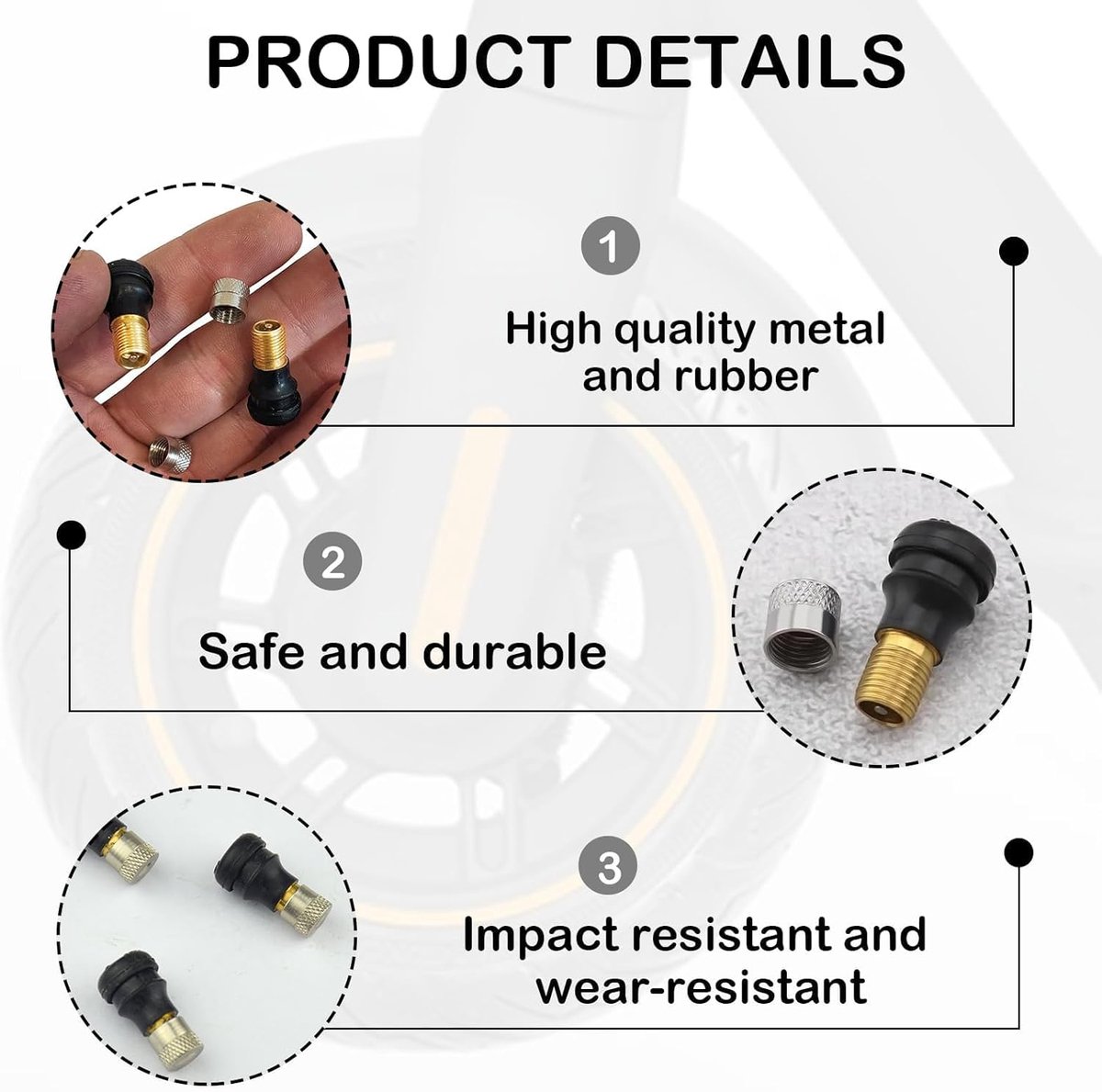 snelshoppen pack van 2 air valve voor scooter vacuum tyres m365 pro 2 ninebot max g30 hoogwaardige koperen ventielen met rubber bumper voor optima