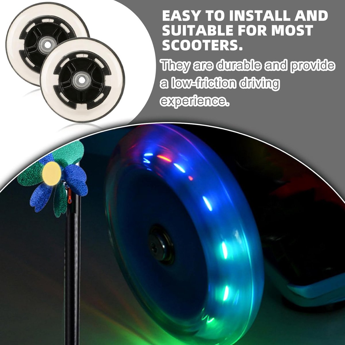 snelshoppen pack van 2 luminous scooter wielen 100mm met led vervangingswielen voor stunt en kick scooters hoogwaardig pu materiaal met kogelgel