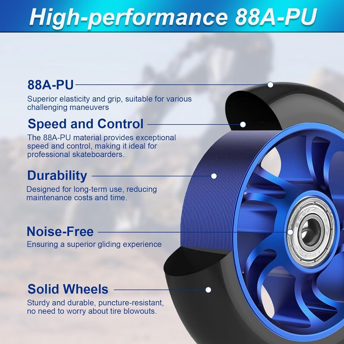 SnelShoppen - Pack van 2 Stunt Wheels 100 mm met ABEC-9 Lagers, 100 x 24 mm Vervangwielen met Aluminium Velg voor Duurzaam Freestyle Kick Scooter Gebr Step kopen online