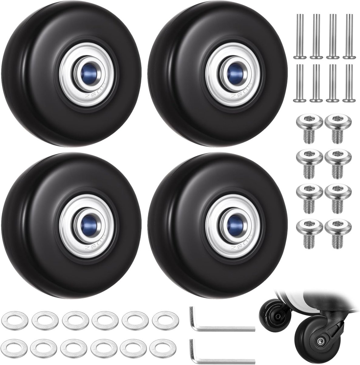 snelshoppen pack van 4 vervangwielen voor koffer 50 x 18 mm duurzame rubber wielen reservewielen voor koffers geschikt voor reisbagage
