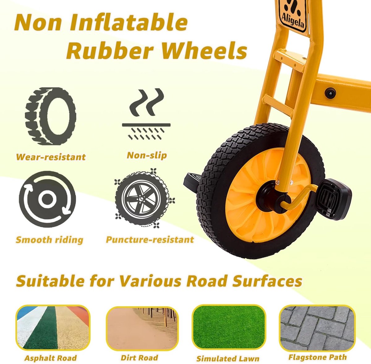 SnelShoppen - Peuter Driewieler voor Kinderen 3-5 Jaar, Tandem Trike voor Kinderen 5-7 Jaar, Robuuste Stalen Frame, Antislip Rubber Wielen, Geel voor Driewieler kopen online