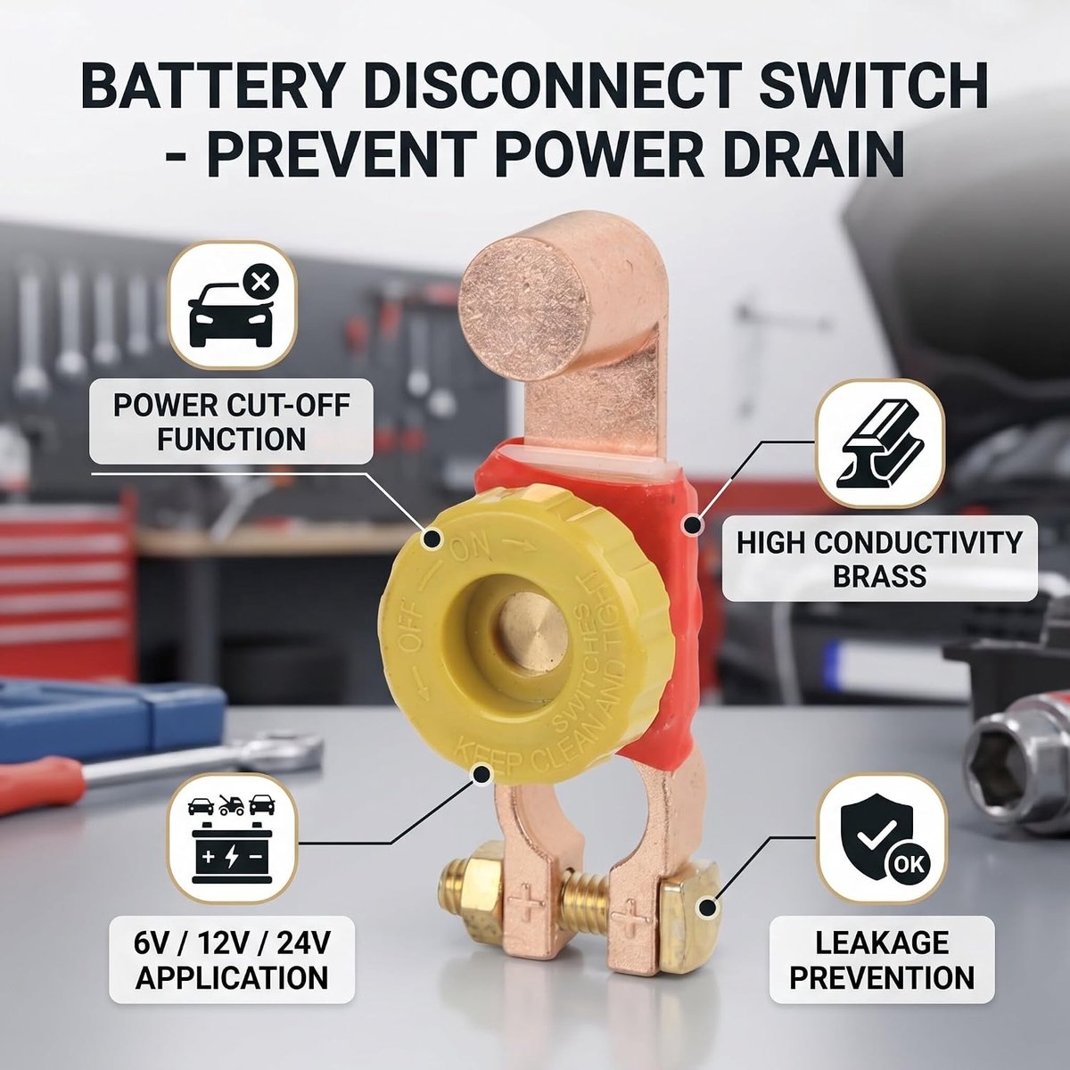 SnelShoppen - Positieve Accuterminal, Accu Hoofdschakelaar Isolator, 6V 12V 24V Accu Ontkoppelaar, Positieve Accuterminal Connector voor Auto RV ATV Speelgoedaccuvoertuig kopen online