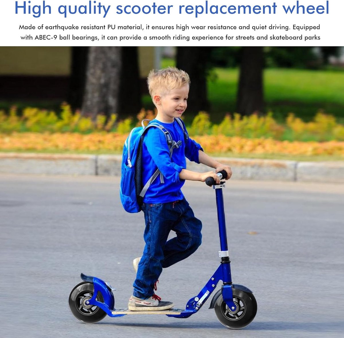 SnelShoppen - Reservewielen voor scooter, 2 stuks, 100 mm, stuntstep wielen met ABEC-9 kogellagers, hardheid 88A, voor Pro en kickscooter (zwart) Step kopen online