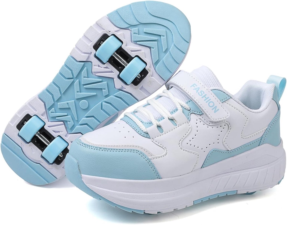 SnelShoppen - Roller schoenen met wielen voor jongens en meisjes - Uittrekbare 4-wiel skate schoenen voor binnen en buiten gebruik - Ideaal voor feest Skateonderdeel kopen online